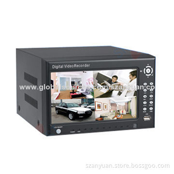 H.264 D1 Standalone DVR with 7-inch Fixed TFT Monitor, Supports 3G Mobile Remote Surveillance